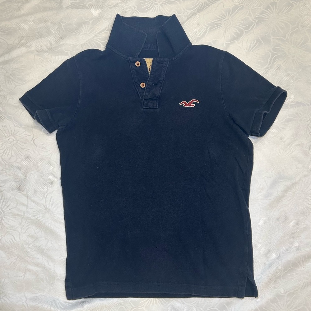 Hollister navy blue polo shirt
